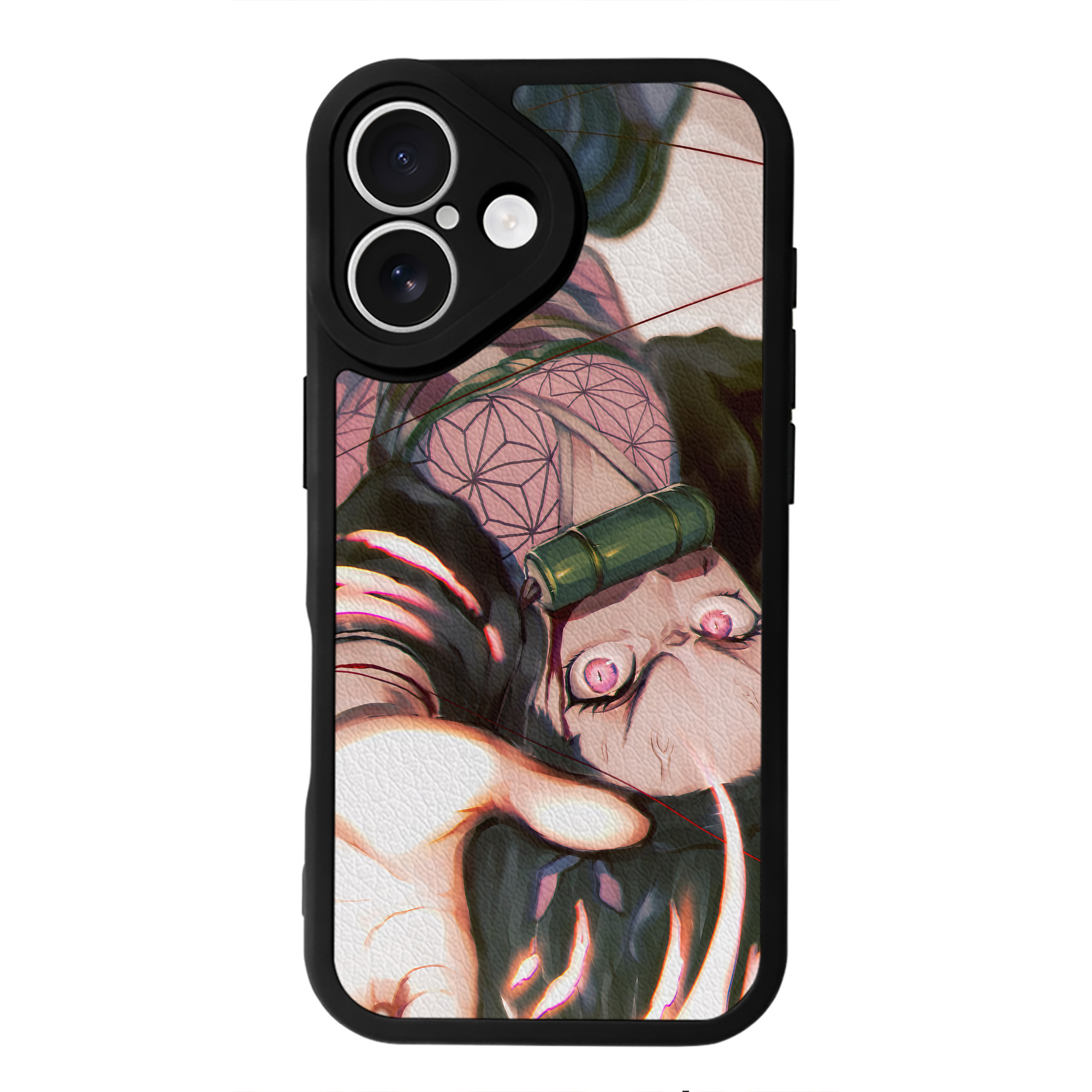 （画像用） 鬼滅の刃（きめつのやいば）竈門 禰󠄀豆子／かまど ねずこ Kamado Nezuko 【iPhone 16シリーズ対応】シリコンスマホケース（レザー調） 材質：シリコン